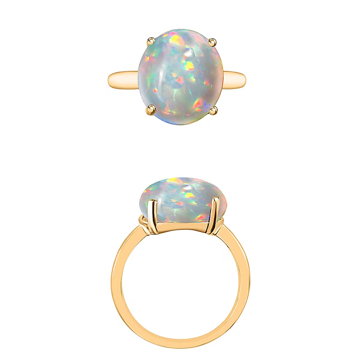 Luxoro Premium Ethiopian Welo Opal Solitaire Ring in 14K Yellow Gold (Size 8.0) 3.40 ctw image number 3