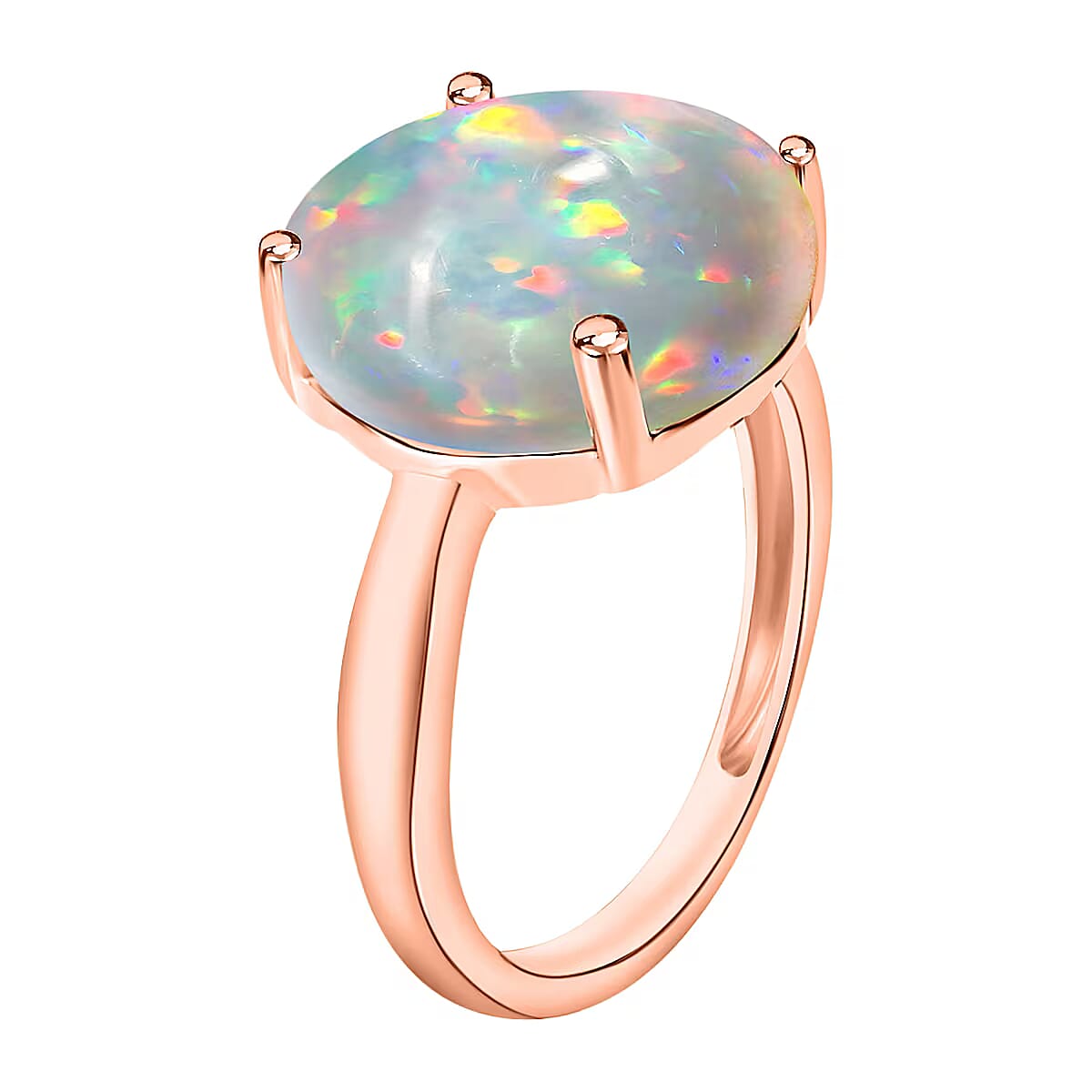 Luxoro Premium Ethiopian Welo Opal Solitaire Ring in 14K Rose Gold (Size 9.0) 3.40 ctw (Del. in 10-12 Days) image number 2