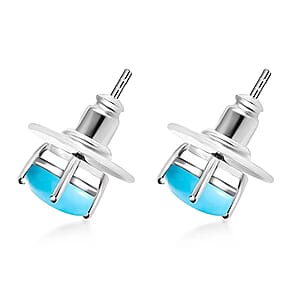 D'Joy Premium Sleeping Beauty Turquoise 2.00 ctw Earrings in Platinum Over Sterling Silver