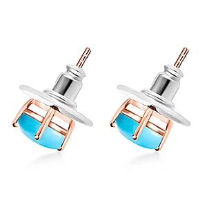 Sleeping Beauty Turquoise  Earring in Vermeil RG Sterling Silver 2.17 ctw (Del. in 10-12 Days)