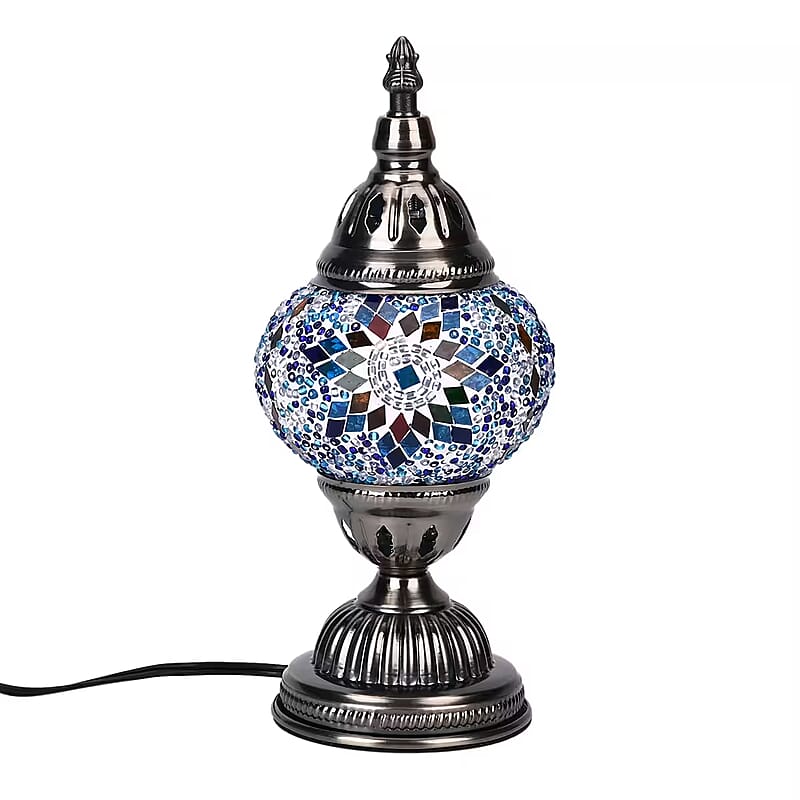 Turkish Moroccan Glass Mosaic Table Lamp (4.5x4.5x11.4) (110V, US Plug, Without Bulb, 30W)