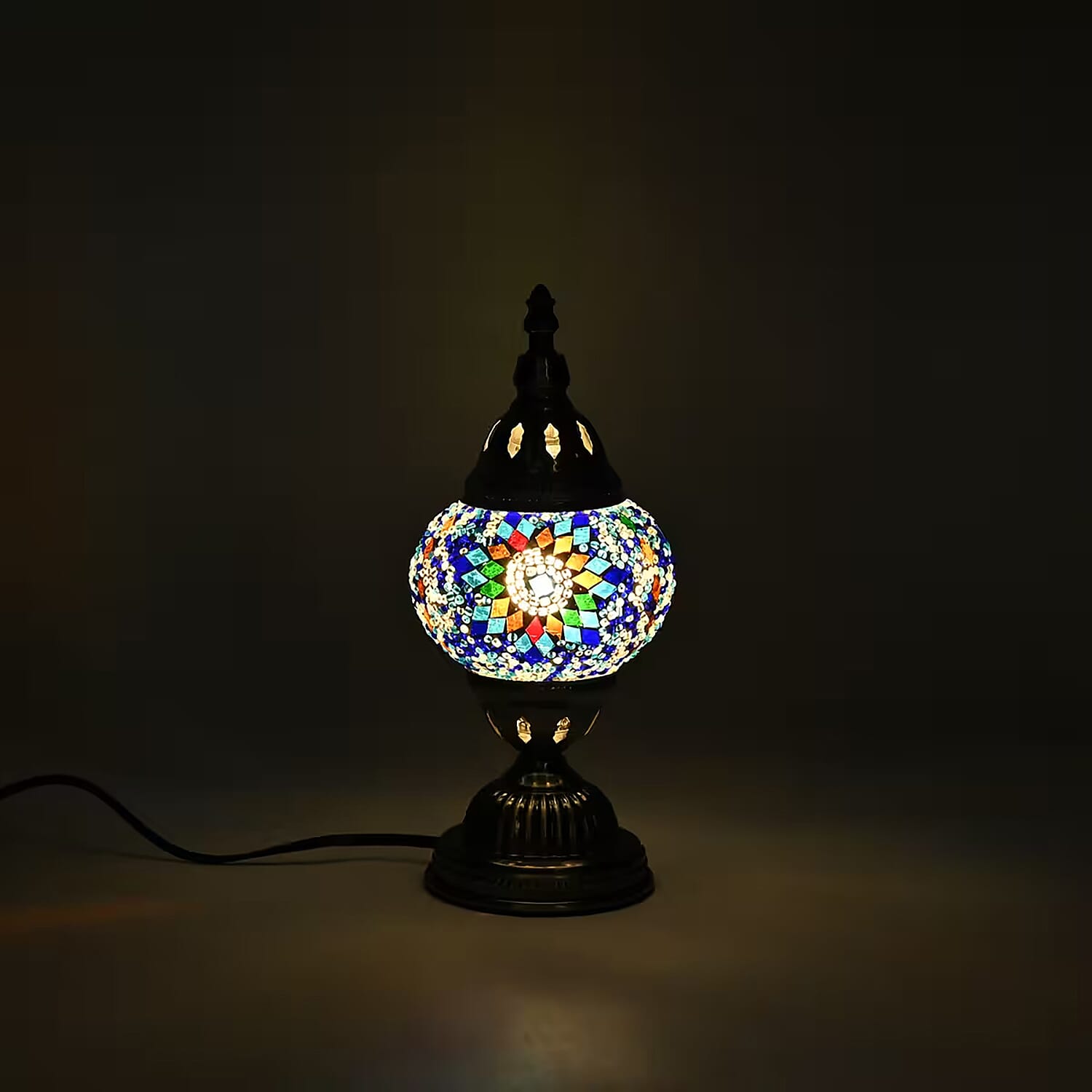 Turkish Moroccan Glass Mosaic Table Lamp (4.5x4.5x11.4) (110V, US Plug, Without Bulb, 30W)