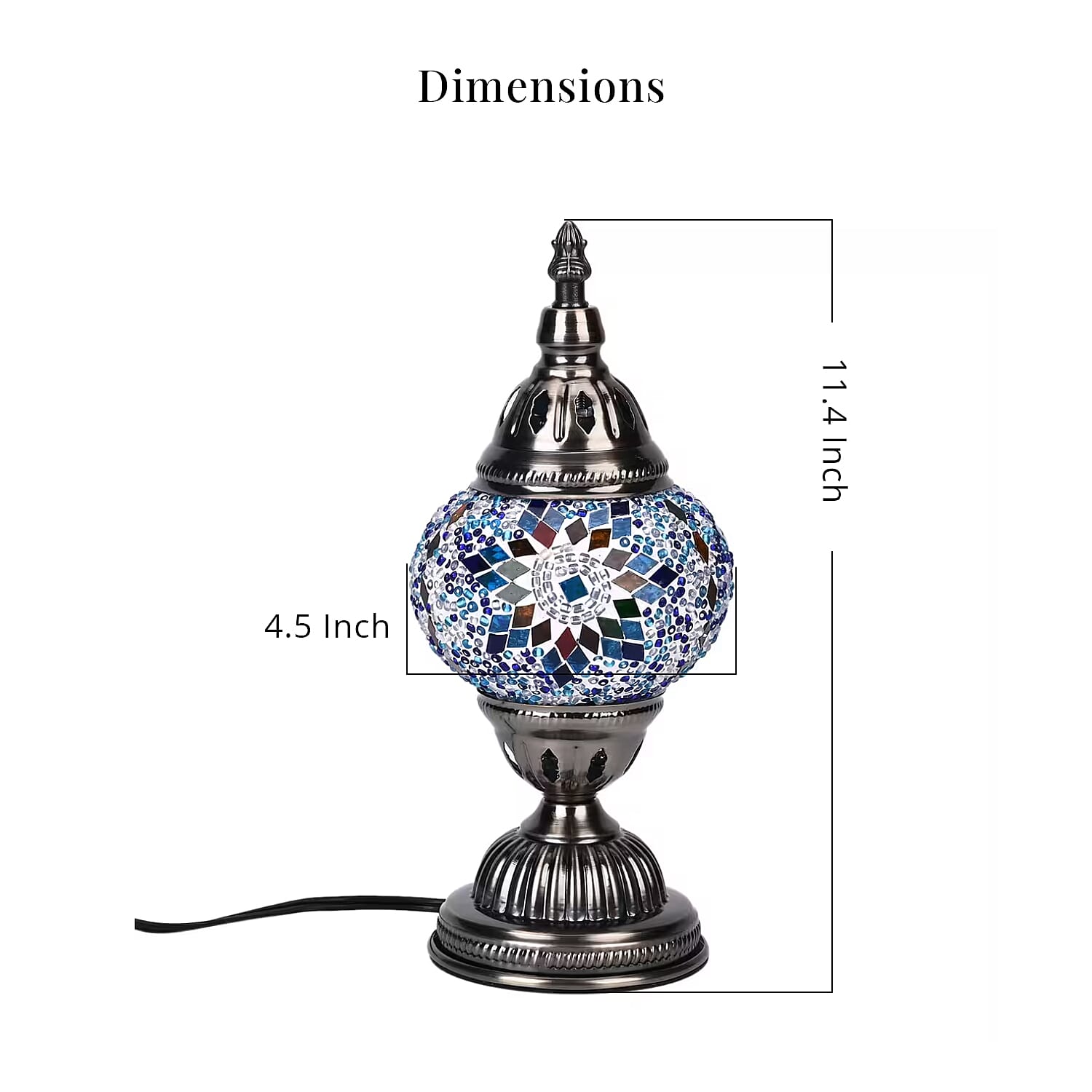 Turkish Moroccan Glass Mosaic Table Lamp (4.5x4.5x11.4) (110V, US Plug, Without Bulb, 30W)