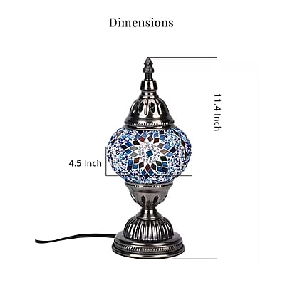 Turkish Moroccan Glass Mosaic Table Lamp (4.5x4.5x11.4) (110V, US Plug, Without Bulb, 30W)