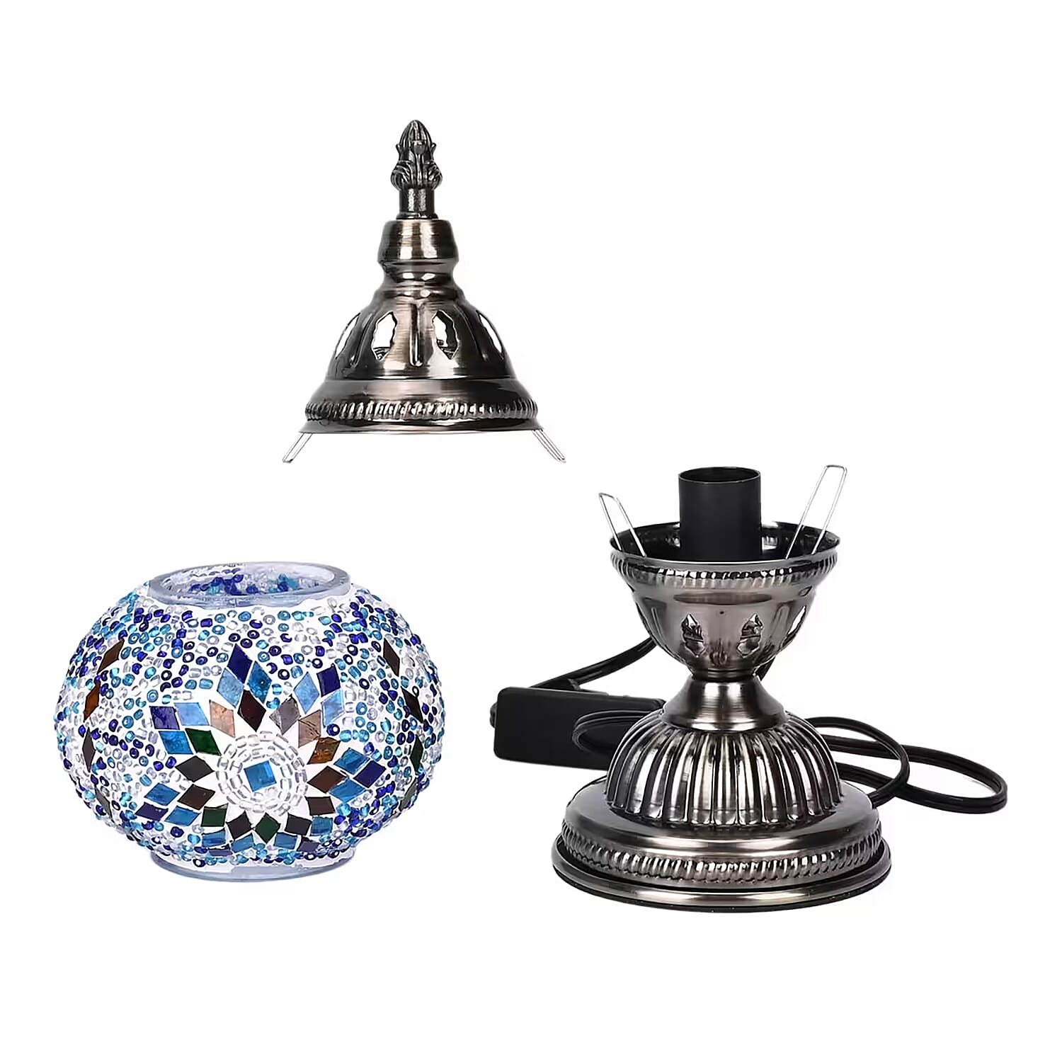 Turkish Moroccan Glass Mosaic Table Lamp (4.5x4.5x11.4) (110V, US Plug, Without Bulb, 30W)
