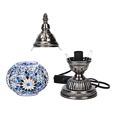 Turkish Moroccan Glass Mosaic Table Lamp (4.5x4.5x11.4) (110V, US Plug, Without Bulb, 30W)