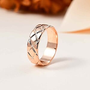 White Diamond Ring in Vermeil RG Over Sterling Silver (Size 6.5)