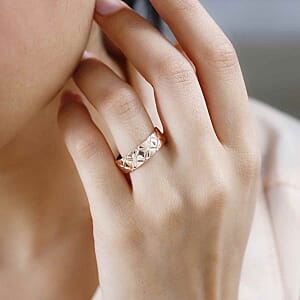 White Diamond Ring in Vermeil RG Over Sterling Silver (Size 6.5)