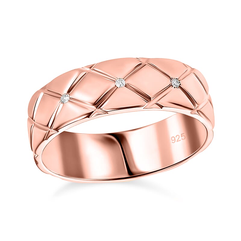 Diamond 0.10 ctw Ring in Vermeil Rose Gold Over Sterling Silver (Size 8.0)