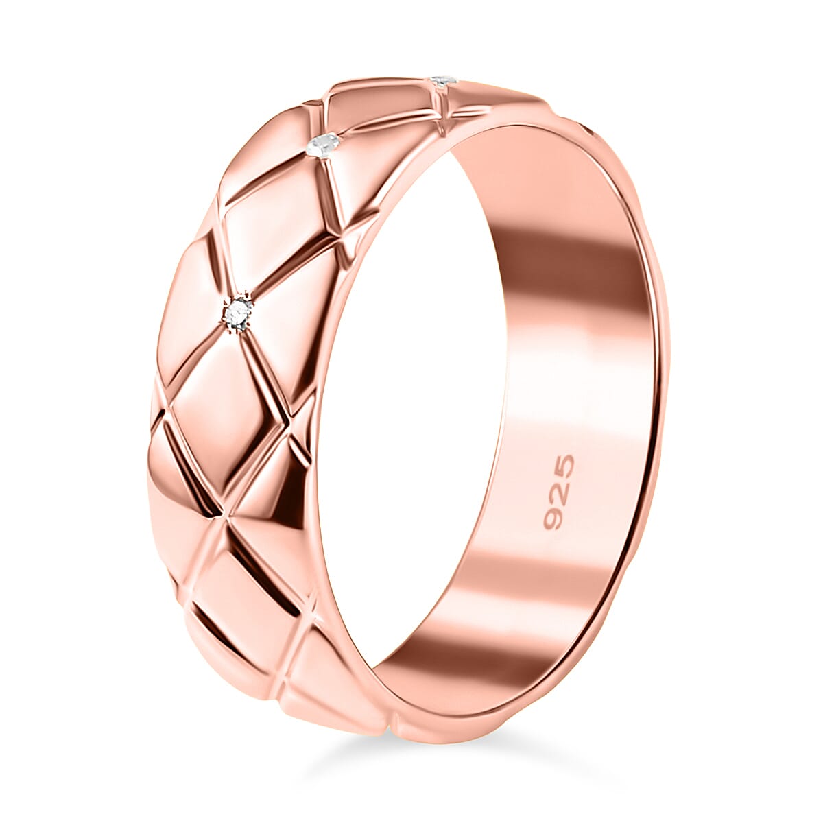Diamond 0.10 ctw Ring in Vermeil Rose Gold Over Sterling Silver (Size 8.0)