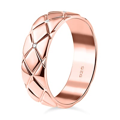 Diamond 0.10 ctw Ring in Vermeil Rose Gold Over Sterling Silver (Size 8.0)