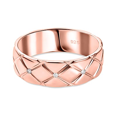 Diamond 0.10 ctw Ring in Vermeil Rose Gold Over Sterling Silver (Size 8.0)