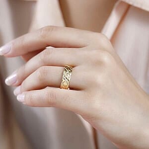 White Diamond Ring in Vermeil YG Over Sterling Silver (Size 11.5)