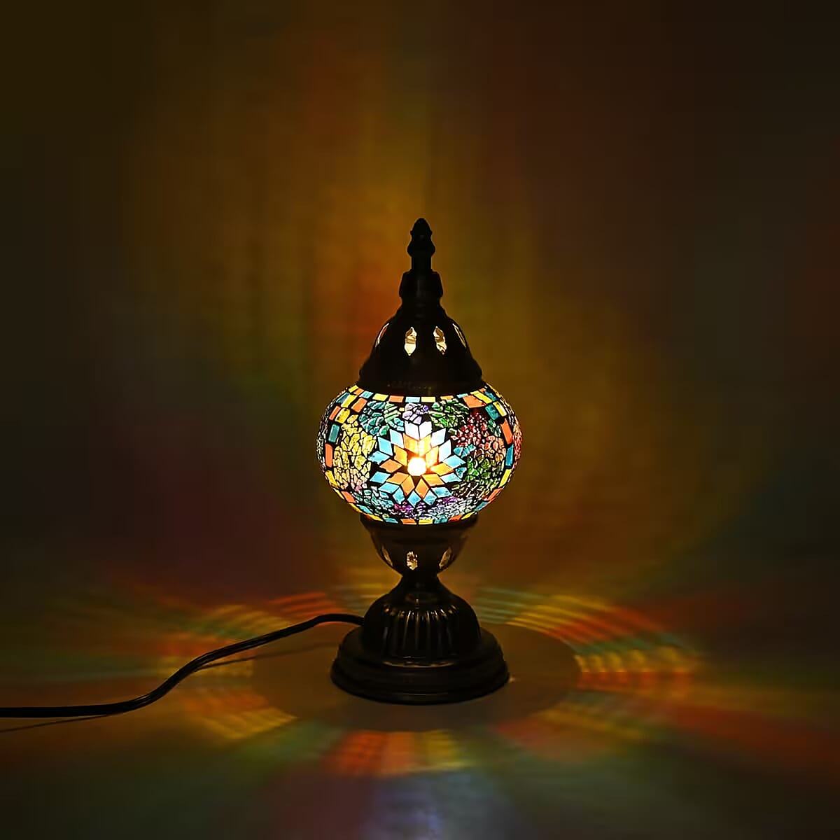 Turkish Moroccan Glass Mosaic Table Lamp (110V, US Plug, Without Bulb, 30W) image number 1