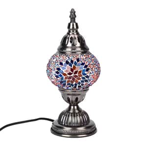 Turkish Moroccan Glass Mosaic Table Lamp (4.5x4.5x11.4) (110V, US Plug, Without Bulb, 30W)