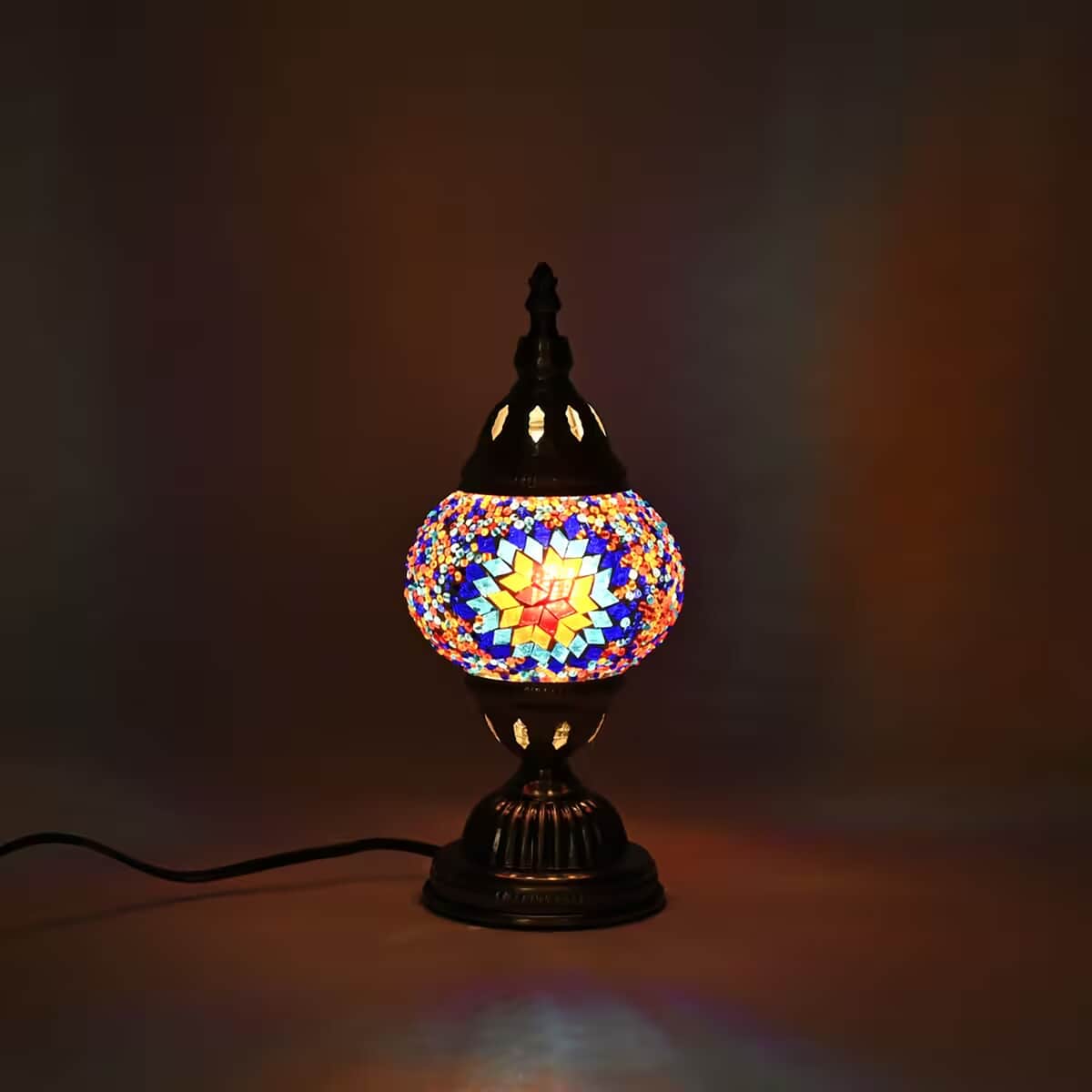 Turkish Moroccan Glass Mosaic Table Lamp (4.5x4.5x11.4) (110V, US Plug, Without Bulb, 30W) image number 1