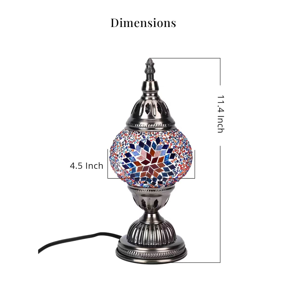 Turkish Moroccan Glass Mosaic Table Lamp (4.5x4.5x11.4) (110V, US Plug, Without Bulb, 30W) image number 4