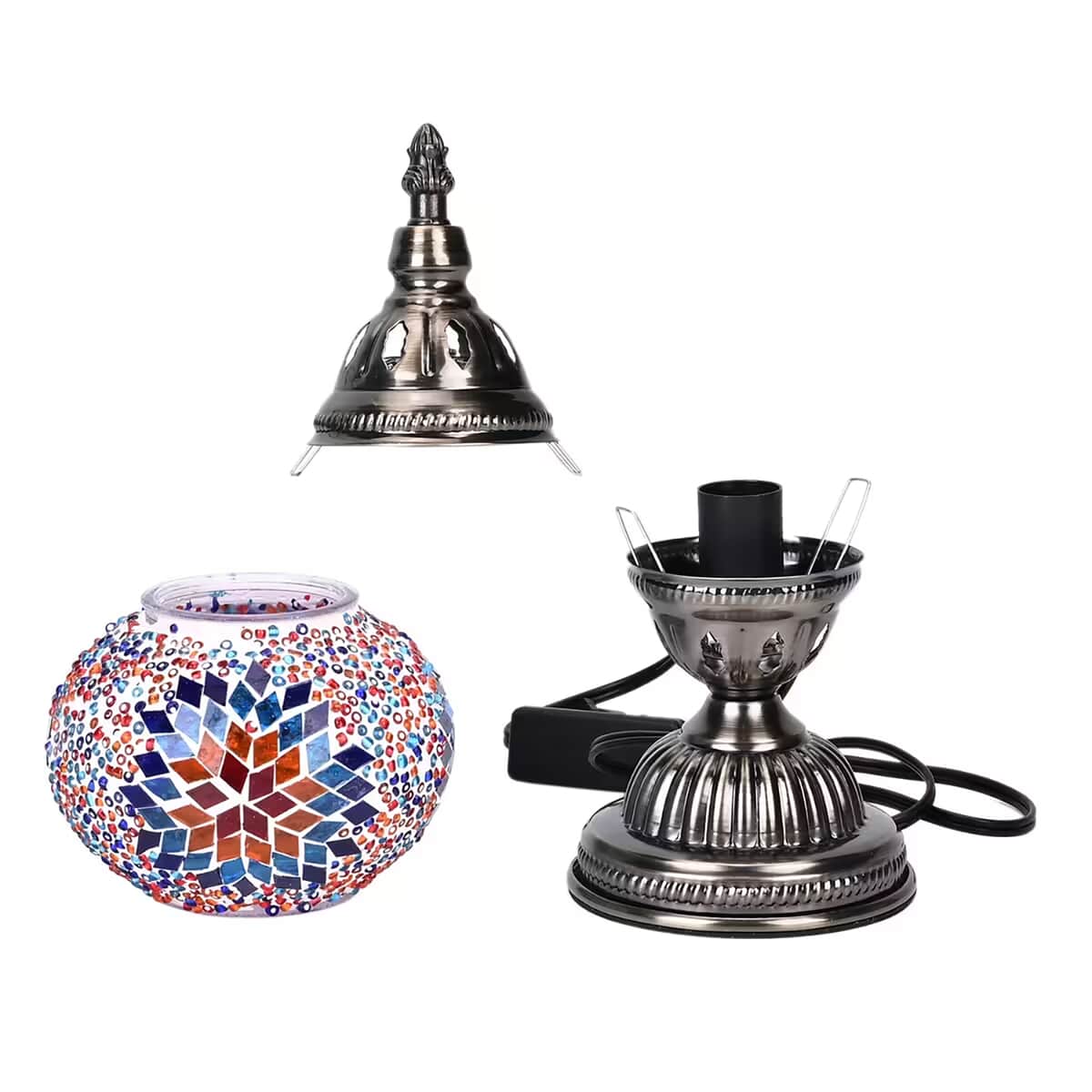 Turkish Moroccan Glass Mosaic Table Lamp (4.5x4.5x11.4) (110V, US Plug, Without Bulb, 30W) image number 6