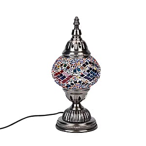 Turkish Moroccan Glass Mosaic Table Lamp (4.5x4.5x11.4) (110V, US Plug, Without Bulb, 30W)