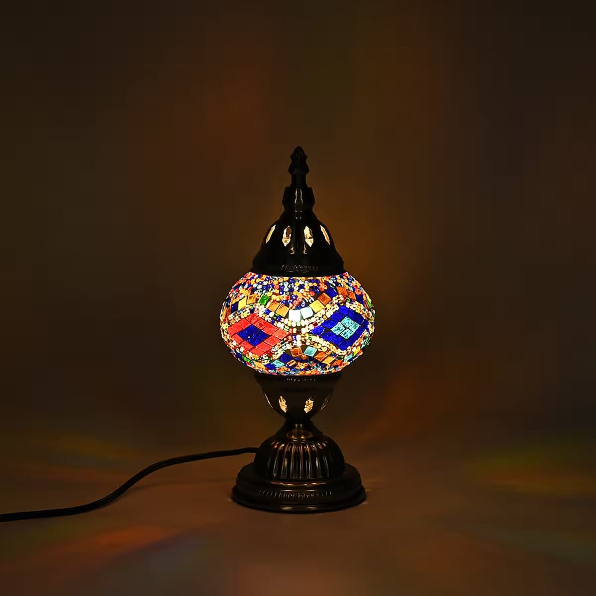 Turkish Moroccan Glass Mosaic Table Lamp (4.5x4.5x11.4) (110V, US Plug, Without Bulb, 30W) image number 1