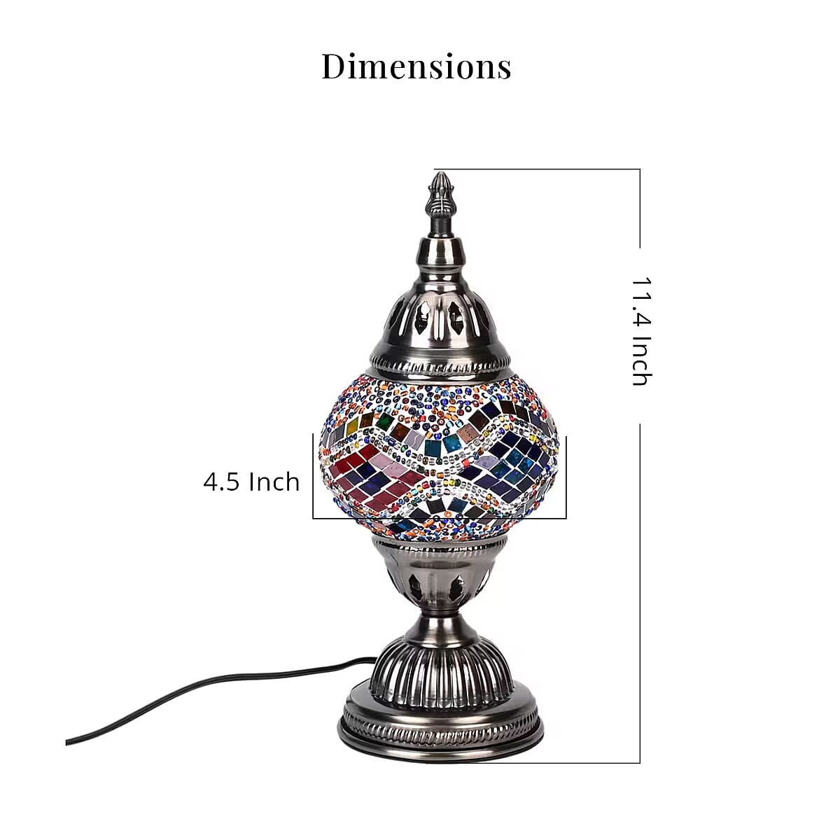 Turkish Moroccan Glass Mosaic Table Lamp (4.5x4.5x11.4) (110V, US Plug, Without Bulb, 30W) image number 4