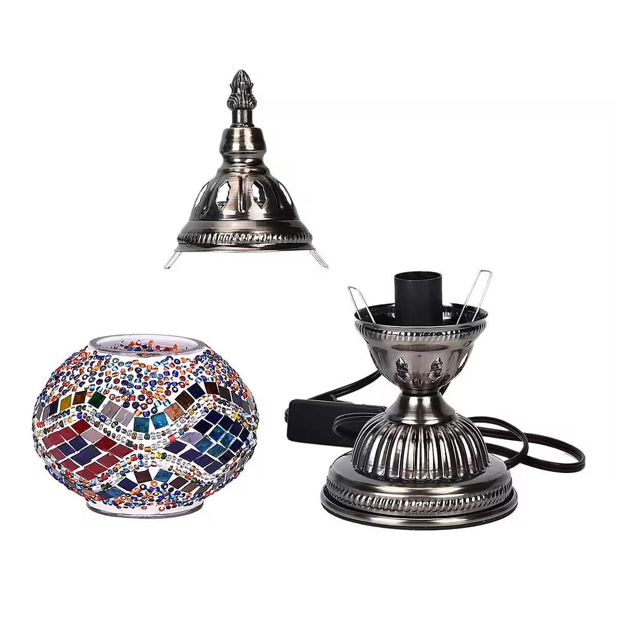 Turkish Moroccan Glass Mosaic Table Lamp (4.5x4.5x11.4) (110V, US Plug, Without Bulb, 30W) image number 6