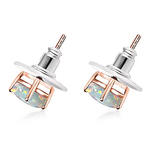 Ethiopian Welo Opal 1.60 ctw Stud Earrings in Vermeil Rose Gold Over Sterling Silver  (Del. in 10-12 Days)