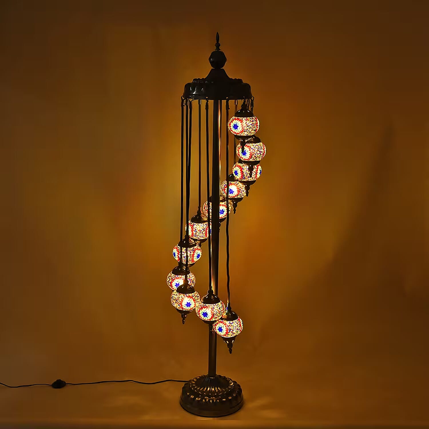 Turkish Moroccan Inspired Glass Mosaic Table Lamp (110V, US Plug, Without Bulb, 30W)