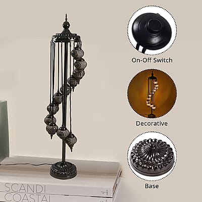 Turkish Moroccan Inspired Glass Mosaic Table Lamp (110V, US Plug, Without Bulb, 30W)