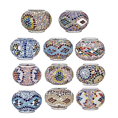 Turkish Moroccan Inspired Glass Mosaic Table Lamp (110V, US Plug, Without Bulb, 30W)