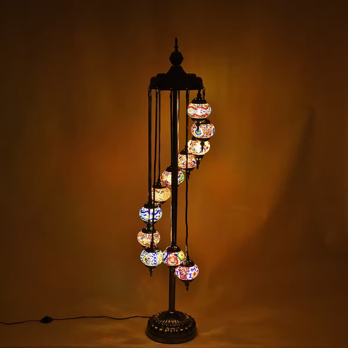 11 Globes Turkish Inspired Moroccan Glass Mosaic Table Lamp (110V, US Plug, Without Bulb, 30W) image number 1