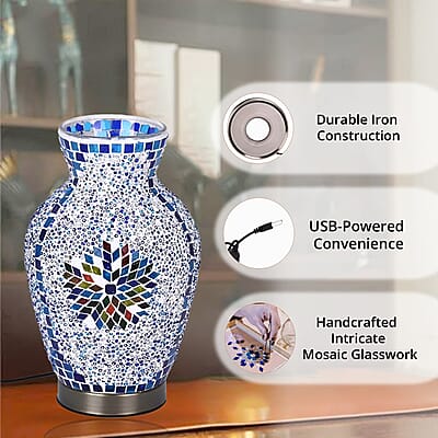 Turkish Moroccan Glass Mosaic Vase Lamp (5V, USB Cable, 3W)