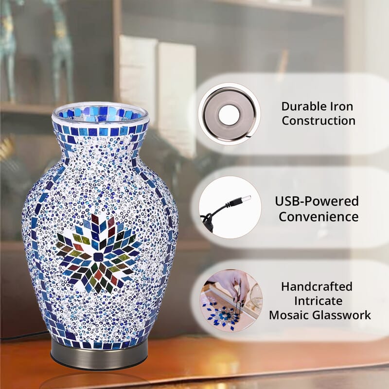 Turkish Moroccan Glass Mosaic Vase Lamp (5V, USB Cable, 3W)