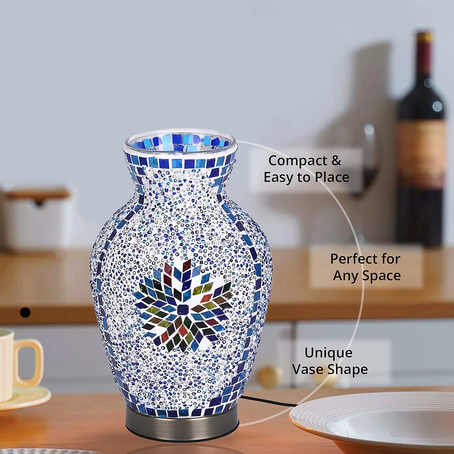 Turkish Moroccan Glass Mosaic Vase Lamp (5V, USB Cable, 3W)