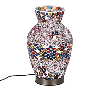 Turkish Moroccan Glass Mosaic Vase Handmade Lamp with Metal Base (5V, USB Cable, 3W)