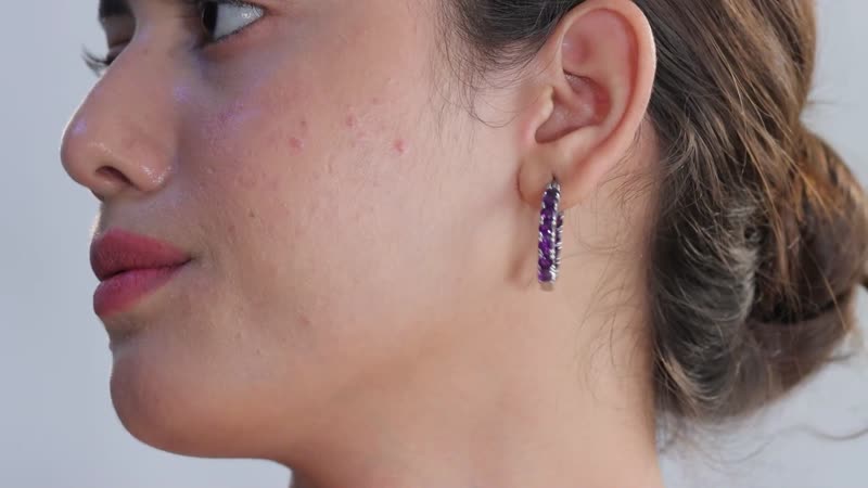 Premium African Amethyst 5.10 ctw Earrings in Stainless Steel