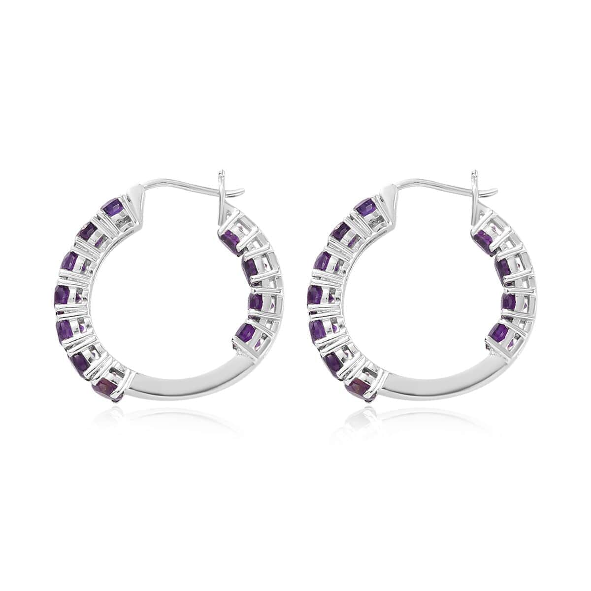 Premium African Amethyst 5.10 ctw Earrings in Stainless Steel  image number 3