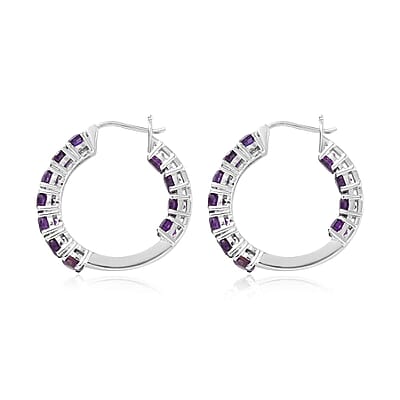 Premium African Amethyst 5.10 ctw Earrings in Stainless Steel 