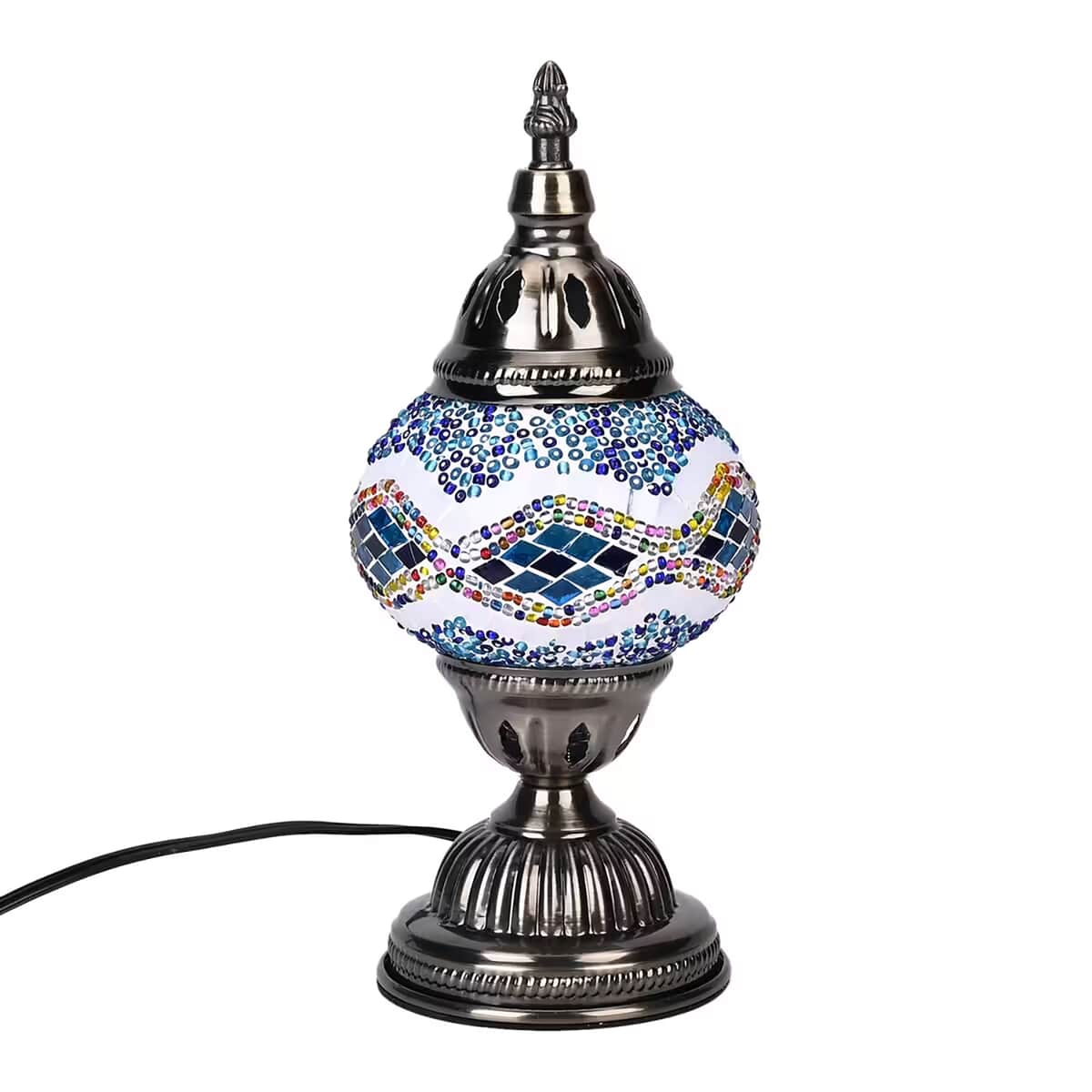 Fragrant Turkish Moroccan Glass Mosaic Table Lamp with Bulb and 10 Pieces of Essential Oils for Aromatherapy (US Plug, 110V, 30W) image number 0