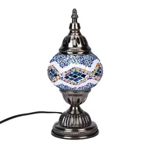 Fragrant Turkish Moroccan Glass Mosaic Table Lamp with Bulb and 10 Pieces of Essential Oils for Aromatherapy (US Plug, 110V, 30W)