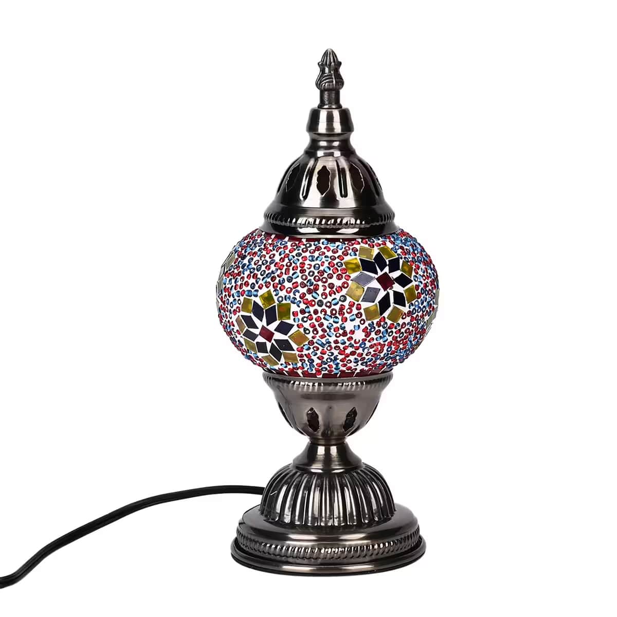 Fragrant Turkish Moroccan Glass Mosaic Table Lamp with Bulb and 10 Pieces of Essential Oils for Aromatherapy (US Plug, 110V, 30W) image number 0