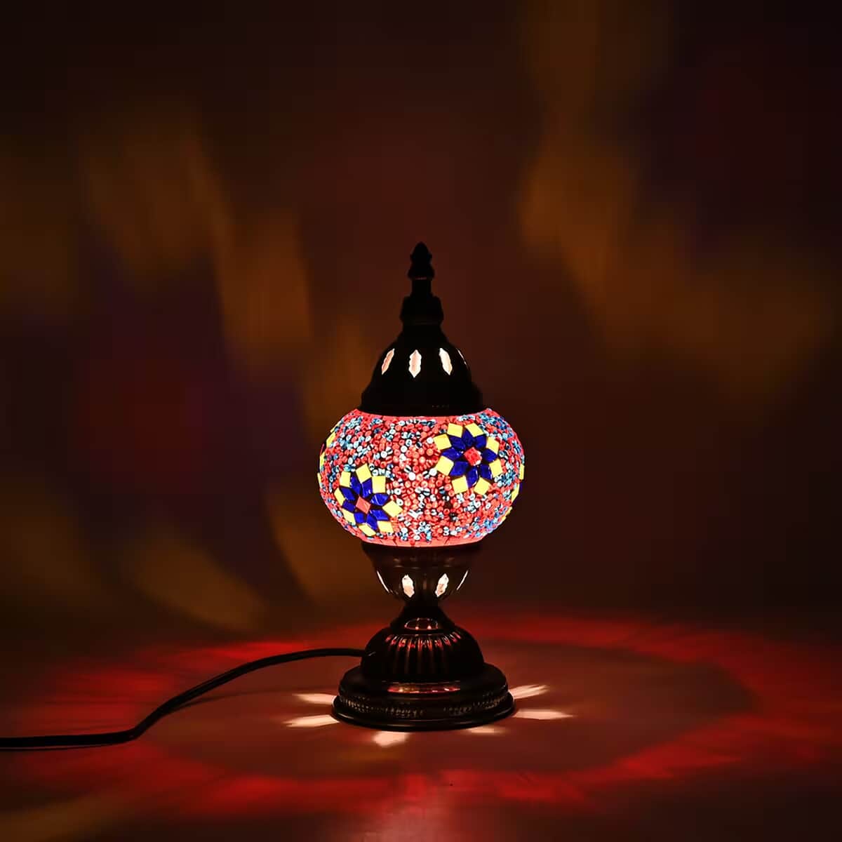 Fragrant Turkish Moroccan Glass Mosaic Table Lamp with Bulb and 10 Pieces of Essential Oils for Aromatherapy (US Plug, 110V, 30W) image number 1