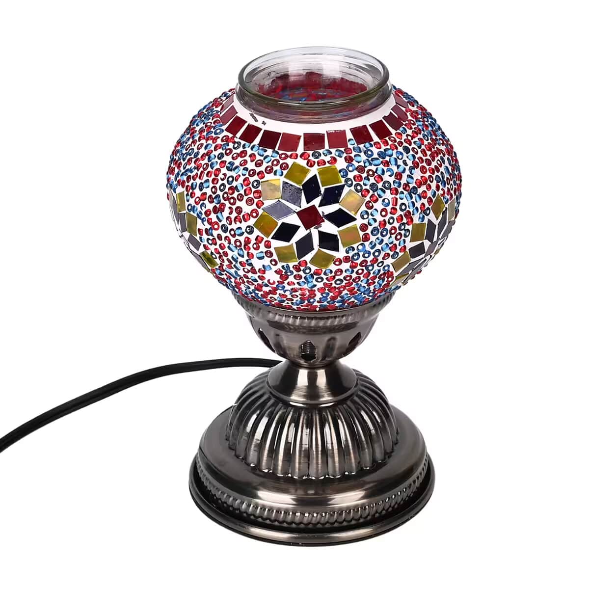 Fragrant Turkish Moroccan Glass Mosaic Table Lamp with Bulb and 10 Pieces of Essential Oils for Aromatherapy (US Plug, 110V, 30W) image number 8