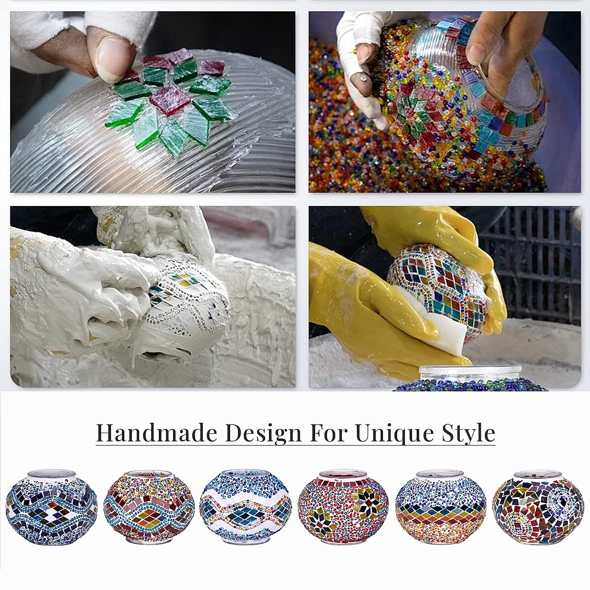 Fragrant Turkish Moroccan Glass Mosaic Table Lamp with Bulb and 10 Pieces of Essential Oils for Aromatherapy (US Plug, 110V, 30W) image number 4