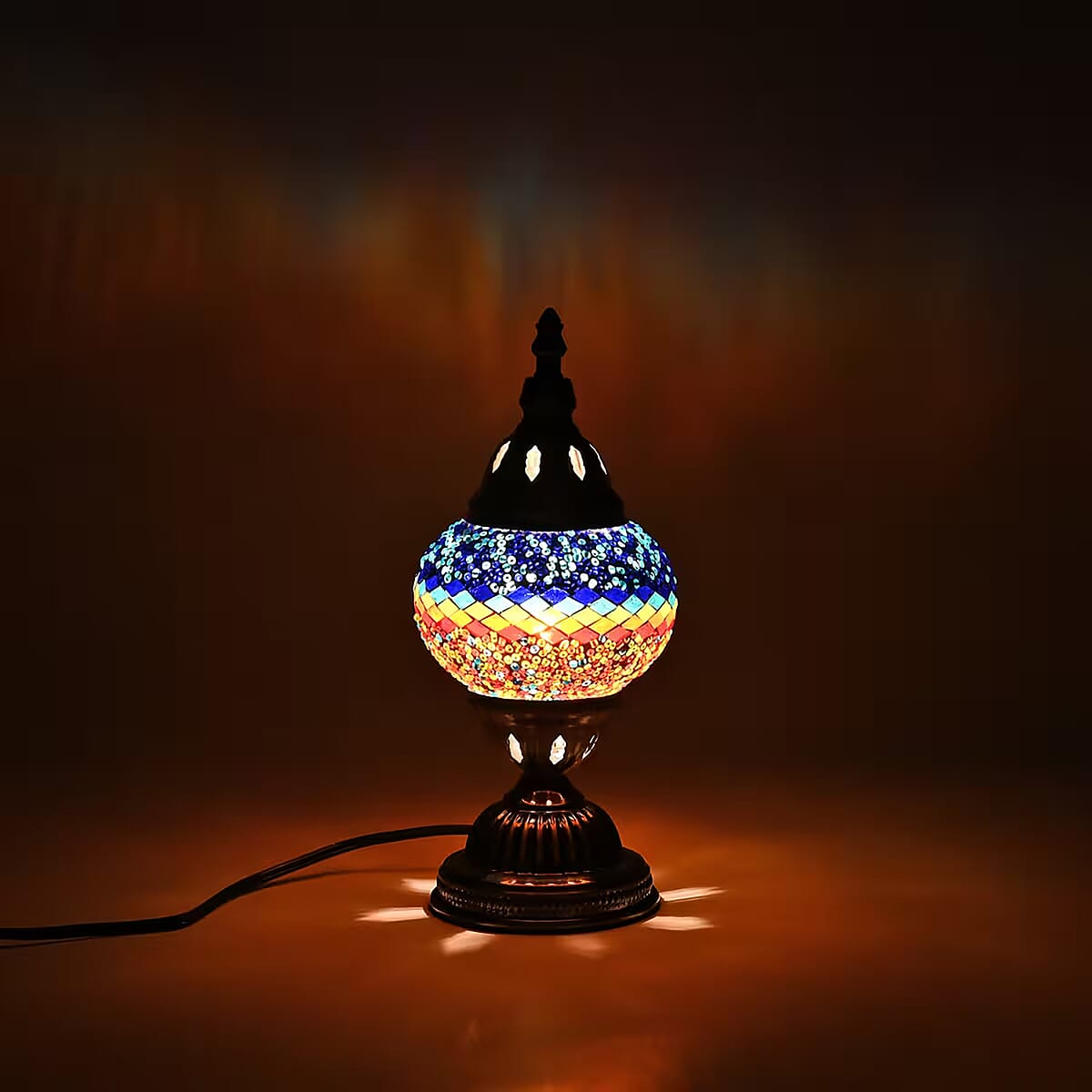 Fragrant Turkish Moroccan Glass Mosaic Table Lamp with Bulb and 10 Pieces of Essential Oils for Aromatherapy (US Plug, 110V, 30W) image number 1