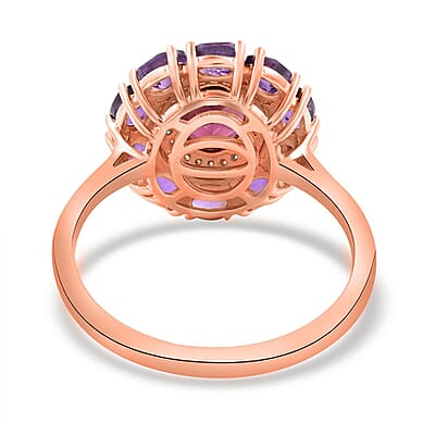 Premium Orissa Rhodolite Garnet and Multi Gemstone Ring in Vermeil Rose Gold Over Sterling Silver (Size 10.0) 3.50 ctw