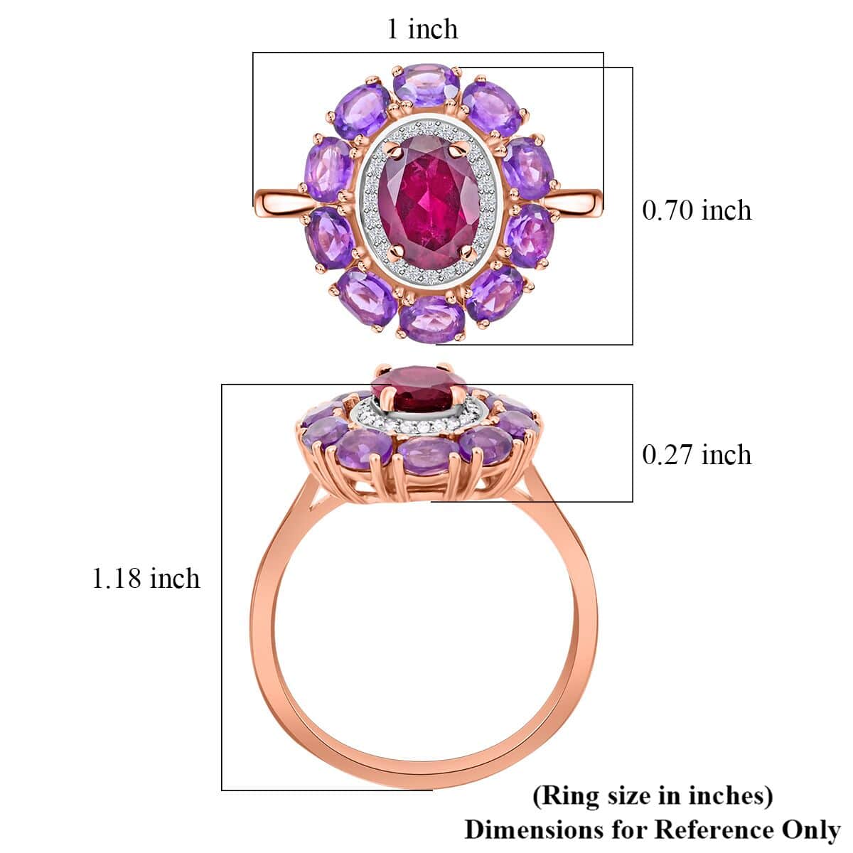 Premium Orissa Rhodolite Garnet, Multi Gemstone Ring in Vermeil RG Over Sterling Silver (Size 10.0) 3.50 ctw image number 5