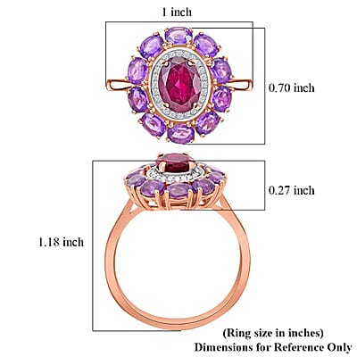 Premium Orissa Rhodolite Garnet and Multi Gemstone Ring in Vermeil Rose Gold Over Sterling Silver (Size 10.0) 3.50 ctw