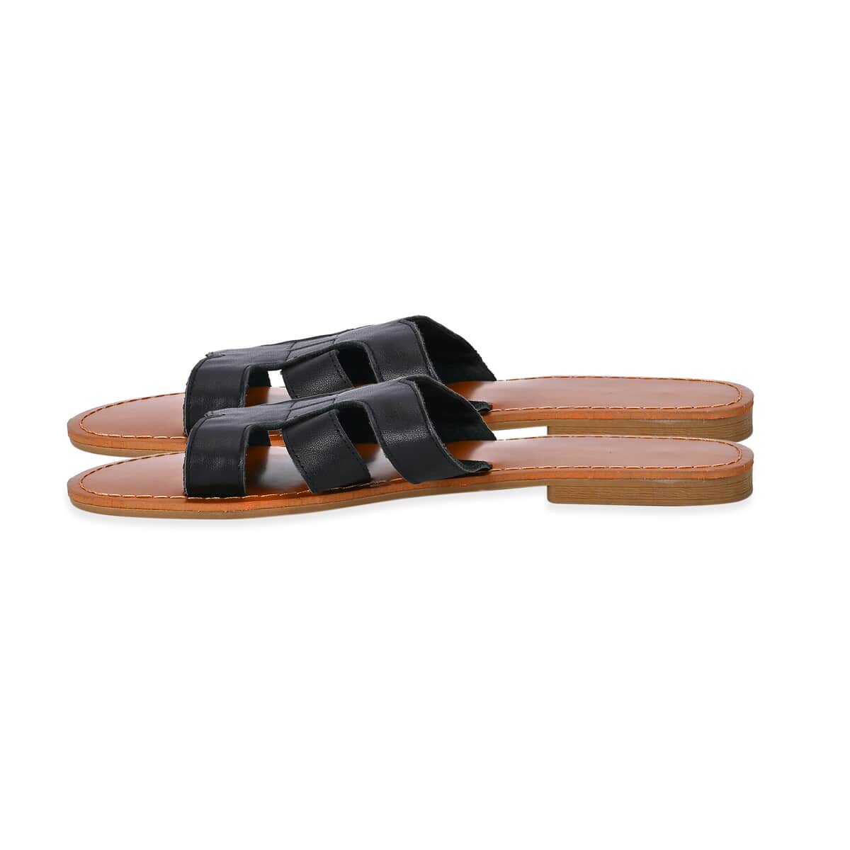 Black Genuine Leather Sandals - Size 7 image number 1