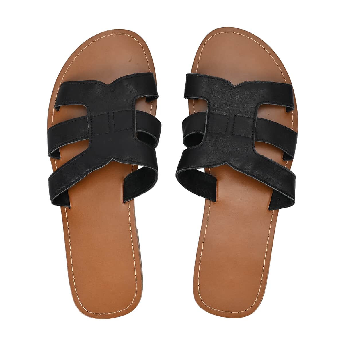 Black Genuine Leather Sandals - Size 7 image number 4